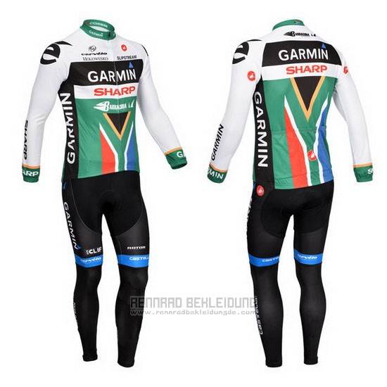 2013 Fahrradbekleidung Garmin Sharp Champion Afrika Trikot Langarm und Tragerhose